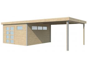 Chalet en bois profil aluminium contemporain avec extension 30.16 m² (Avec gouttière)