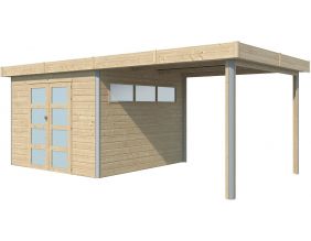 Chalet en bois profil aluminium contemporain avec extension 16.80 m² (Avec gouttière)