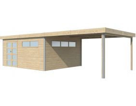 Chalet en bois profil aluminium contemporain avec extension 34 m² (Sans option)
