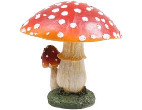 Champignon dans l'herbe en résine (Duo - hauteur 15,5 cm)