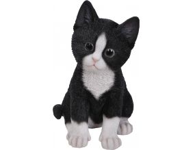 Chaton en résine 20 cm Kitten (Noir et blanc)