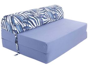 Chauffeuse double en coton coussin imprimé (Bleu palm)