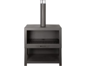 Cheminée d'extérieur avec bûcher intégré (Noir)