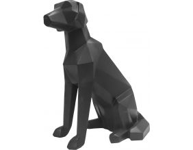 Chien assis en résine noir mat Origami (Noir)