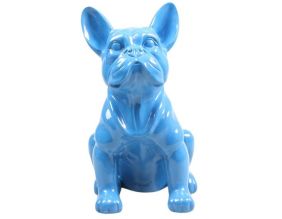 Chien bouledogue français coloré 37 x 25 x 22 cm (Bleu)