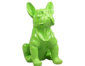 Chien bouledogue français coloré 37 x 25 x 22 cm (Vert citron)