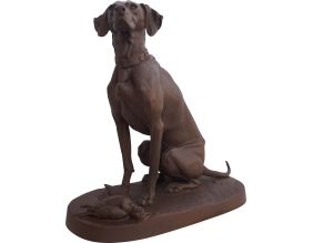 Chien brun antique en fonte (Bécasse)