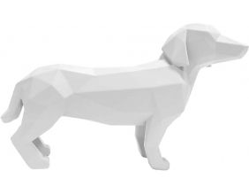 Chien en résine mat Origami (Blanc)