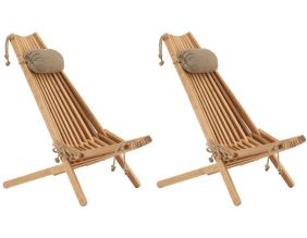 Chilienne en bois EcoChair avec coussin (Lot de 2) (Bois d'aulne)