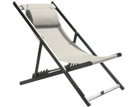 Chilienne de jardin pliante en textilène et aluminium Julia (Gris anthracite)