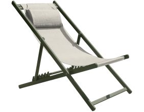 Chilienne de jardin pliante en textilène et aluminium Julia (Kaki)