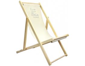 Chilienne en pin et tissu Santos (Beige et gris)