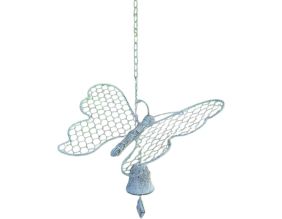Cloche de jardin papillon blanc patiné