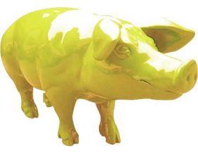 Cochon coloré design en résine (Jaune clair)