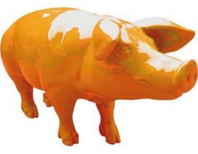 Cochon coloré design en résine (Orange)
