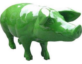 Cochon coloré design en résine (Vert olive)