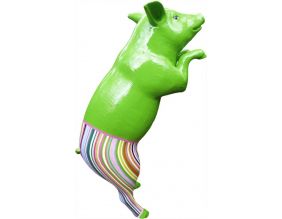 Cochon design avec pantalon coloré en résine