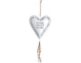 Coeur blanc en métal à suspendre Sweet home 19 cm