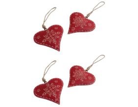Coeur à suspendre en métal et corde (Lot de 4 - 8 cm )
