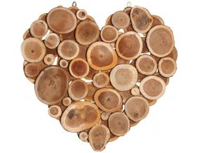 Coeur à suspendre en rondins d'arbre à soie
