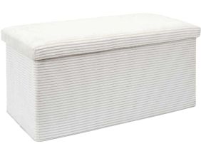 Coffre banc pliable en velours côtelé Scott (Beige)