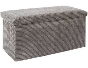 Coffre banc pliable en velours côtelé Scott (Taupe)