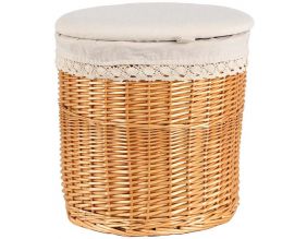 Coffre pouf en osier teinté et coton