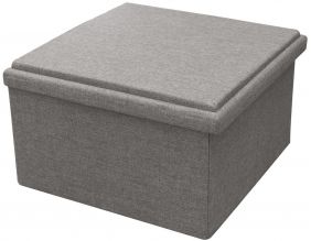 Coffre rangement XXL pouf réversible table basse (Gris)