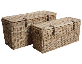 Coffres bouts de lit en poelet gris (Lot de 2)