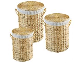 Coffres à linge en osier blanc (Lot de 3)