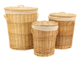 Coffres à linge en osier blanc (Lot de 3)