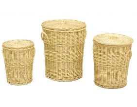 Panières à linge en osier blanc (Lot de 3)