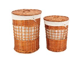 Coffres à linge en osier  naturel et coton