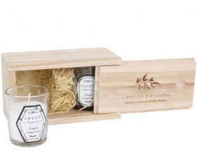 Coffret en bois avec 2 bougies Nature