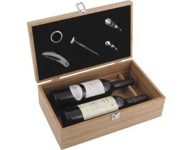 Coffret pour 2 bouteilles de vin avec accessoires