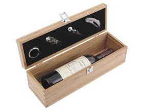Coffret pour bouteille de vin avec accessoires