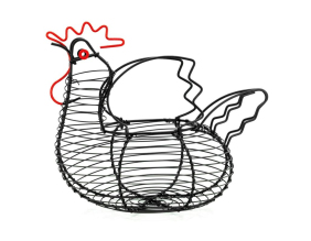Panier à  œufs poule en métal