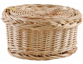 Coffret de rangement rond en osier blanc