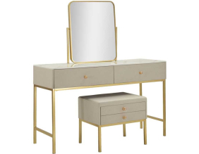 Coiffeuse en bois de pin avec miroir et tabouret Luxury