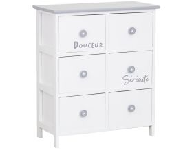 Commode/Chiffonnier bois ' Sérénité et Douceur ' (6 tiroirs)