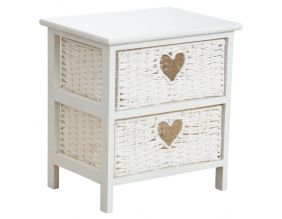 Commode blanche 2 tiroirs avec coeurs