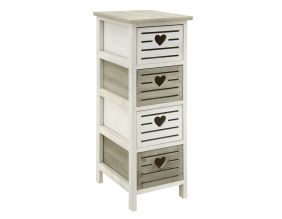 Commode en bois ajouré Coeur (4 tiroirs)