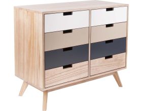 Commode en bois de paulownia 8 tiroirs Snap