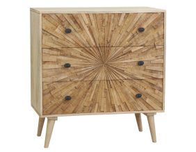 Commode en manguier sculpté SUNRISE (3 tiroirs)