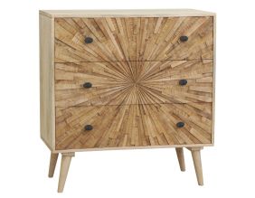 Commode en manguier sculpté SUNRISE (3 tiroirs)