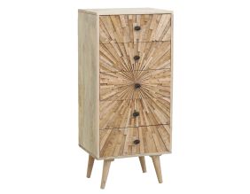 Commode en manguier sculpté SUNRISE (5 tiroirs)