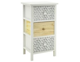 Commode en bois teinté blanc et naturel (3 tiroirs)