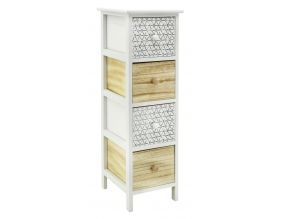 Commode en bois teinté blanc et naturel (4 tiroirs)