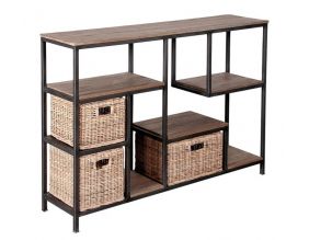 Console asymétrique en bois et métal Mindi