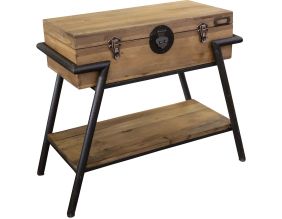 Console en pin recyclé et métal valise 86 x 40 x 78 cm